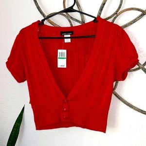 Sweater Project  NWT Ladies  Cropped Red Shrug Size L